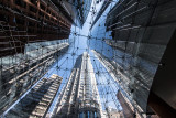 Worms eye view of city buildings in Sydney 