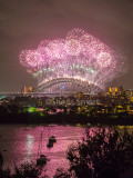 Sydney Harbour Bridge during New Years Eve fireworks