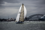 The yacht Victoire, Sydney Opera House and Harbour Bridge