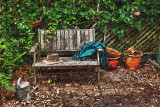 Garden bench with oil painting effect