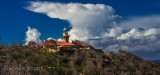 Barrenjoey lighthouse panorama with storm approaching