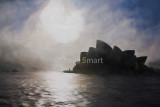Sydney Opera House in mist