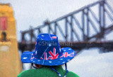 Aussie flag hat and Harbour Bridge backdrop
