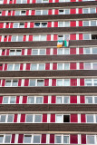 Flags hanging from Belfast flats