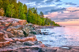 48.4 - Cascade River State Park:  Picnic Grounds Shoreline, Reflected Sunset 