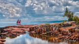 ** 126.5 - Grand Marais: Schooner Hjrdis Entering Harbor With Gathering Storm