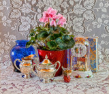 Still Life: Lace, Silver, and Cyclamen