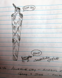 Drawing in the trail register of figure with dog...