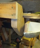 Brace from old benchwork to new joists