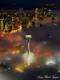 Space Needle above the fog Seattle  