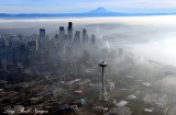 Space Needle, Temperature Inversion, Foggy Seattle, Mount Rainier, Washington