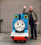 David and train, York, UK