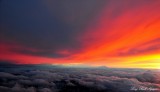 Brilliant Orange Sunset over Mount Rainier, Washington 