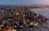 Early evening on Seattle, Mount Rainier  