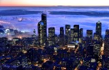 Downtown Seattle Skyline, Columbia Tower, Smith Tower, Centurylink Field, Cranes on Harbor Island