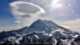 Mount Rainier with Standing Lenticular Clouds, National Park, Washington State  