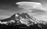 Mount Rainier with Standing Lenticular Clouds, National Park, Washington State  