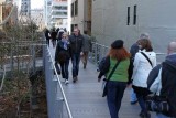 Another view of the large crowds enjoying the High Line on this beautiful early April day.