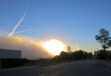 Sun shining through fog lifting off Missouri River at 8 a.m. on Sunday, 10/27/2013 in Jefferson City, MO.