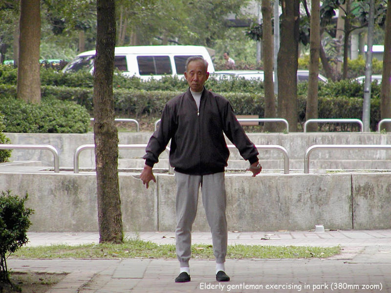 Exercising in the park.