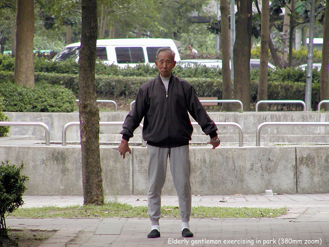 Exercising in the park.