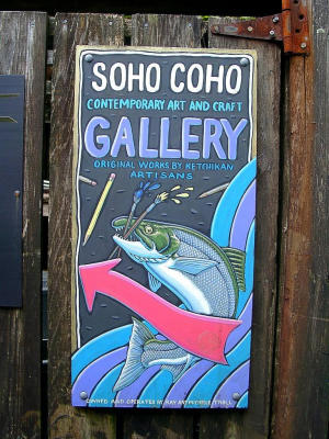 Gallery sign to Ray Troll's work in Ketchikan