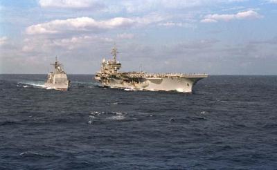 Unrep with USS Kitty Hawk