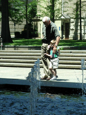 ....children drawn to the fountain.