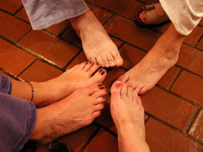 Too much sitting sends EITA consultants for toe rings. We get the 'sillies' after a day of listening.