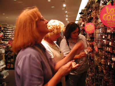 After hours Kathy, Gayle and Sue go toe ring shopping