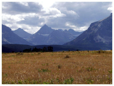 Panorama of Mts. from lower end of St. Mary's Lake
