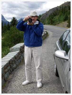 Ron photographs' St. Mary's Lake from above
