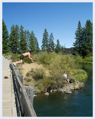 Swimmers cool off on the way to Benham Falls.