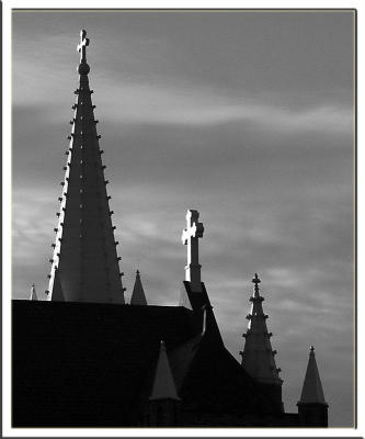 St. Mary's of the Mount (church, steeple, clouds, sunset)