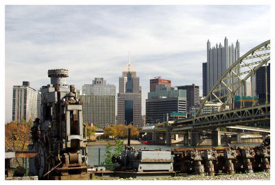 Just downriver the Monongahela R. converges w/ the Ohio R....city from Ohio's edge.