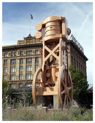 One of many displays of steel making equipment in this area