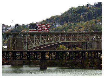 Looking toward the hillside from the Smithfield...more bridges and homes.