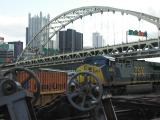 Pittsburgh Old & New (Fort Pitt Bridge, train)