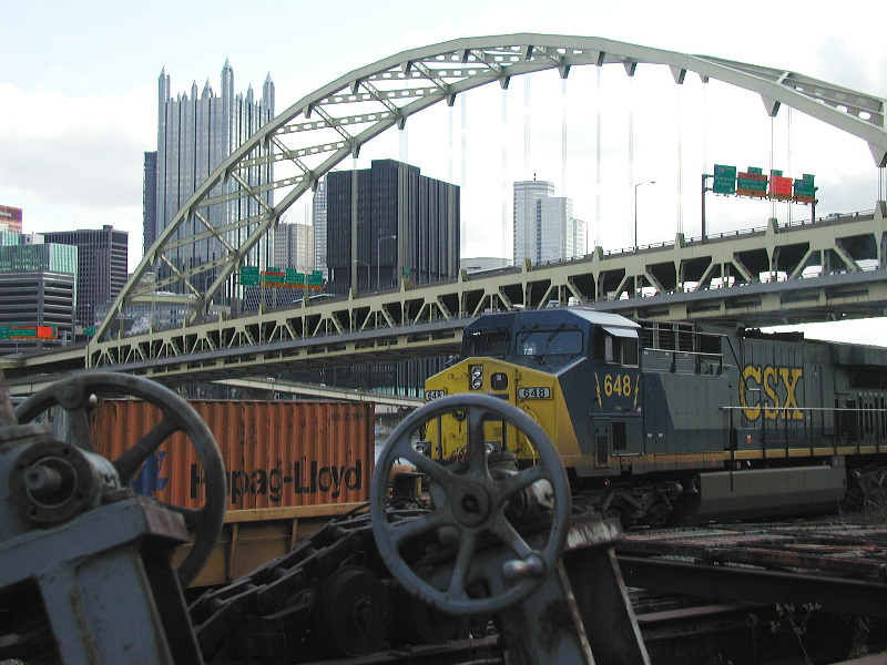 Pittsburgh Old & New (Fort Pitt Bridge, train)