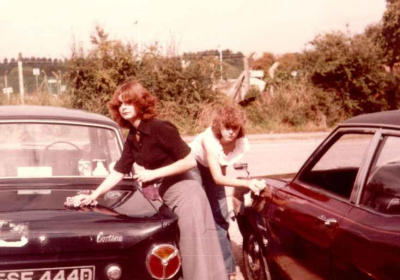 Could this be Karen & Debbie cira 1978 washing cars, probably the last time Karen washed a car!