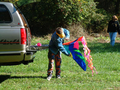 Getting ready to launch the kite