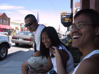 Kelly and the Landicho Boys - LB's Dad's drug store in background across the street