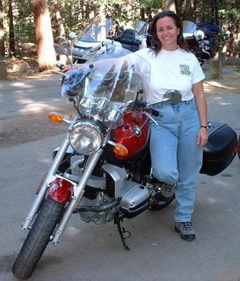 Lisa and her 2000 BMW R1100R.