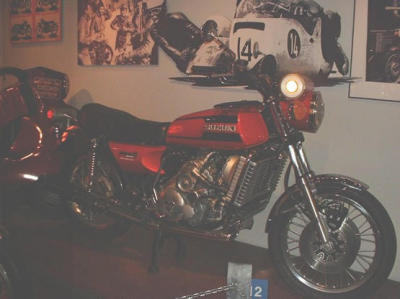 11-This 1975 Suzuki RE5 has a rotary engine.