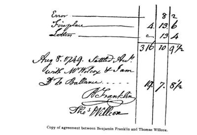 Thomas Willcox And Benjamin Franklin Did Business