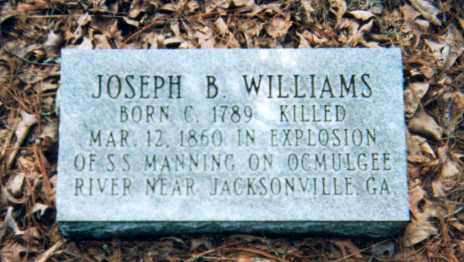 Old Concord Marker  Of Joseph B. Williams - Killed In Steamboat Explosion