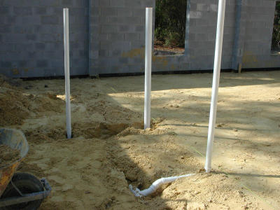 The plumbing drains being installed 11/13/2001