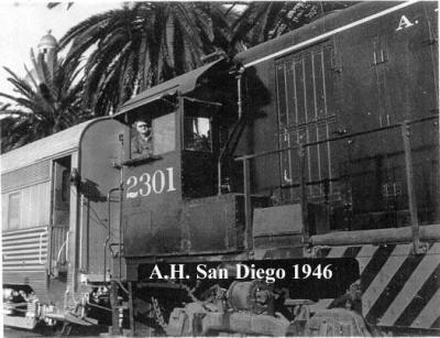 Arthur Henry Woodcock in Locomotive, 1946 San Diego.