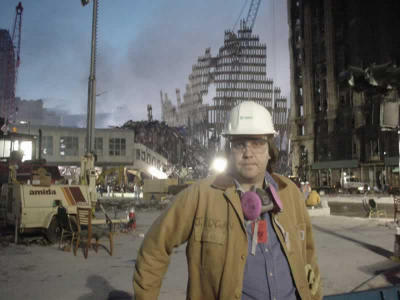 Jason at Ground Zero in His Merck Jacket & Hardhat