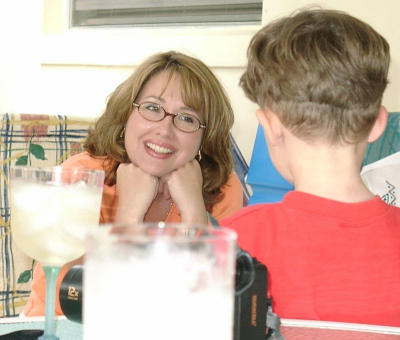 That's my Mom talking with my great, great cousin. Ain't she pretty?